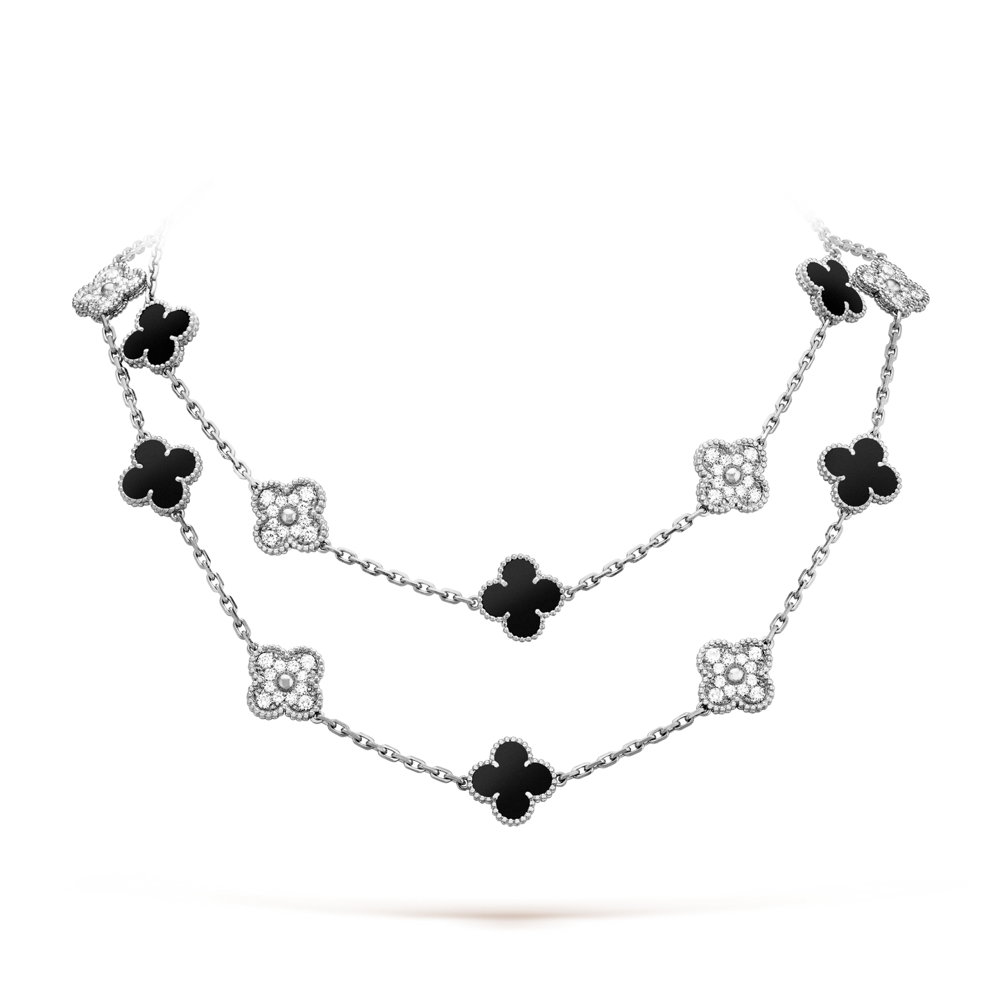 [RAFFINE]CLOVER 20 MOTIFS ONYX DIAMOND SILVER