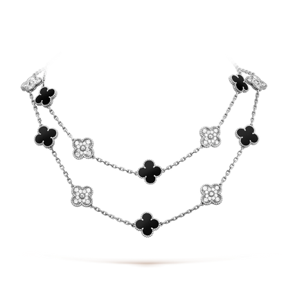 [RAFFINE]CLOVER 20 MOTIFS ONYX DIAMOND SILVER