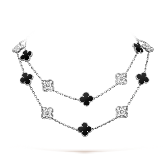 [RAFFINE]CLOVER 20 MOTIFS ONYX DIAMOND SILVER