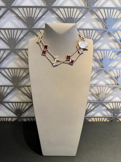 [RAFFINE]CLOVER 20 MOTIFS LASER CARNELIAN NECKLACE