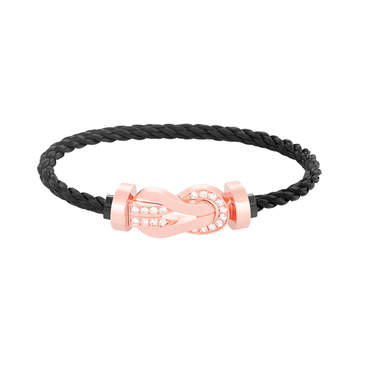 [RAFFINE]CHANCE LARGE 8 FIGURE BUCKLE HALF DIAMOND BRACELET ROSE GOLD