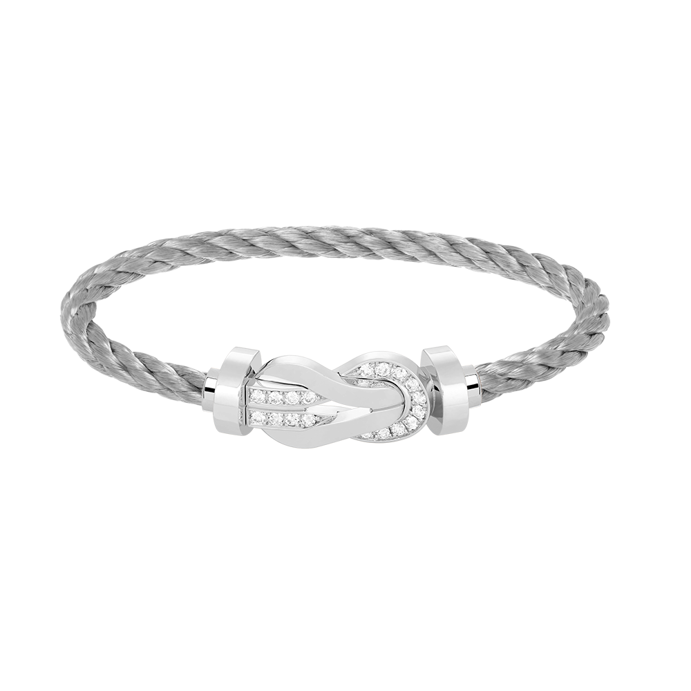 [RAFFINE]CHANCE LARGE 8 FIGURE BUCKLE HALF DIAMOND BRACELET SILVER