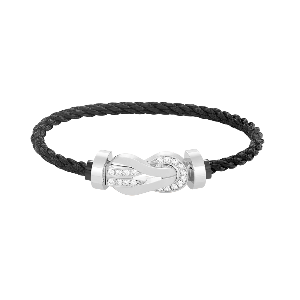 [RAFFINE]CHANCE LARGE 8 FIGURE BUCKLE HALF DIAMOND BRACELET SILVER