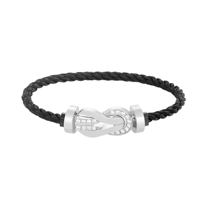 [RAFFINE]CHANCE LARGE 8 FIGURE BUCKLE HALF DIAMOND BRACELET SILVER