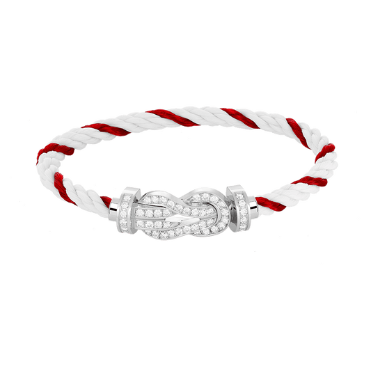 [RAFFINE]CHANCE LARGE 8 FIGURE BUCKLE FULL DIAMOND BRACELET SILVER