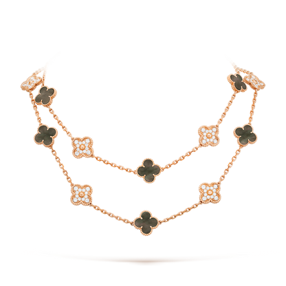 [RAFFINE]CLOVER 20 MOTIFS DARK MOP DIAMOND  NECKLACE