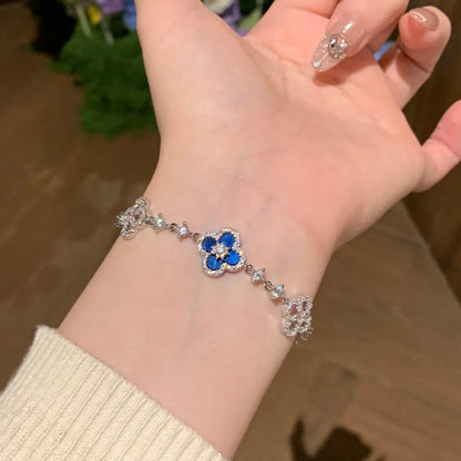 [RAFFINE] PULSERA CON 5 MOTIVOS DE TRÉBOL ROSA AZUL ROJO BLANCO 