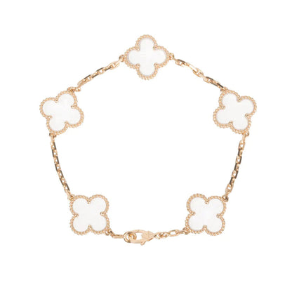 [RAFFINE]CLOVER 5 MOTIF ROCK CRYSTAL BRACELET