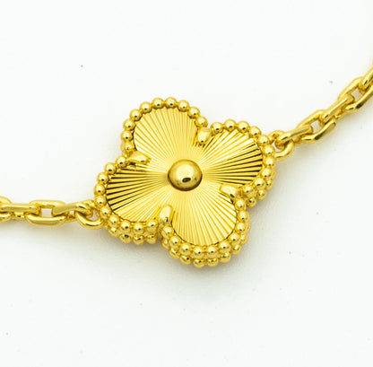[RAFFINE]PULSERA TRÉBOL 5 MOTIVOS ORO DIAMANTE