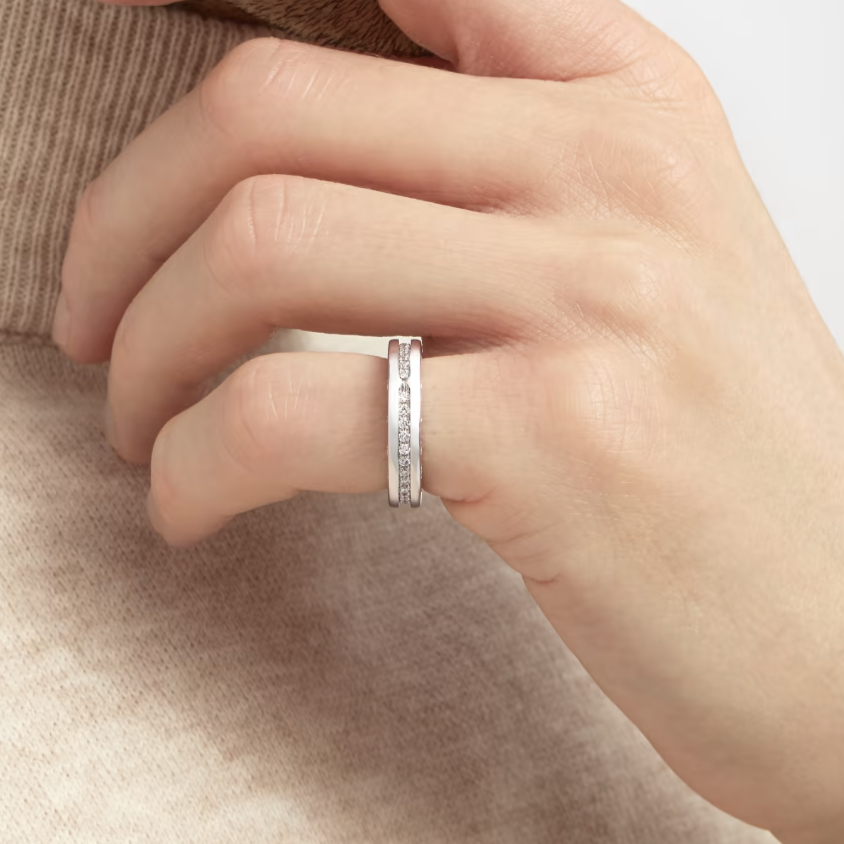 [RAFFINE]ZERO 1 ANILLO ESPIRAL CON DIAMANTES PAVÉ DE UNA BANDA