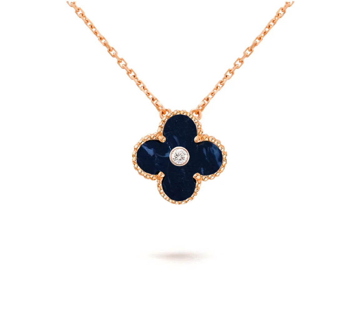 [LUXE]CLOVER 15MM DIAMOND SINGLE FLOWER NECKLACE COLLECTION