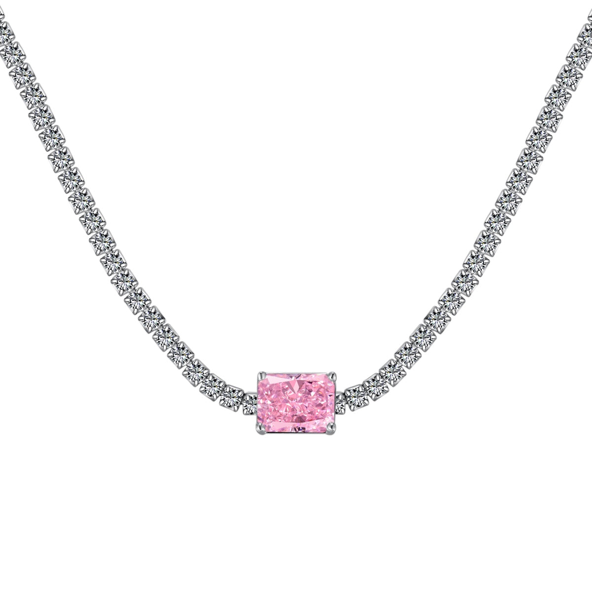[RAFFINE]2.0 carat Ornate Emerald Cut Necklace