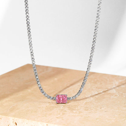 [RAFFINE]2.0 carat Ornate Emerald Cut Necklace