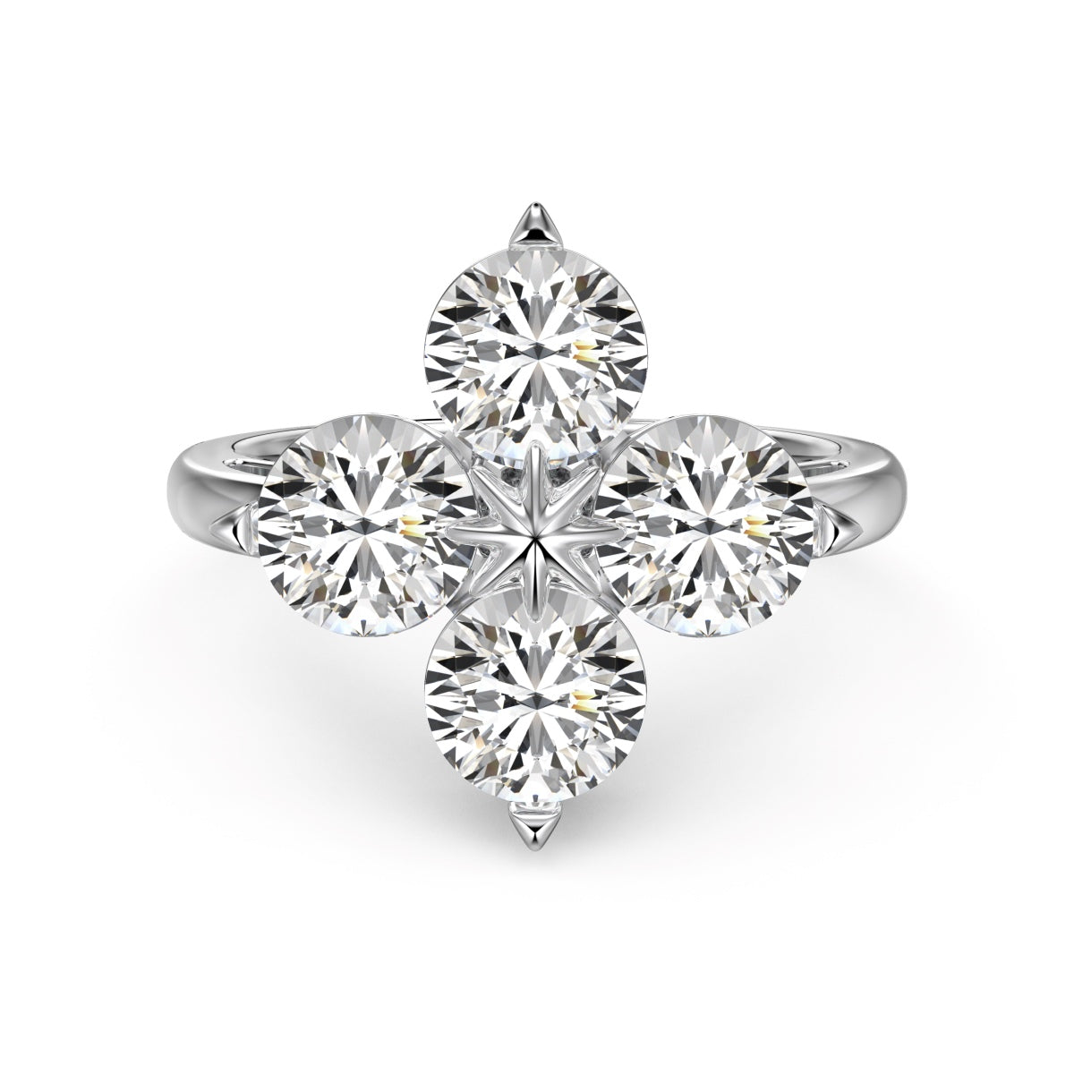[RAFFINE]Four-Leaf Clover Eight-Pointed Star Ring