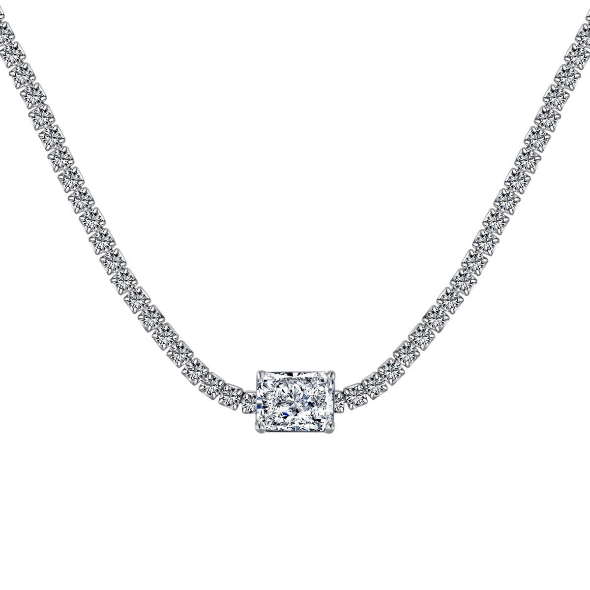 [RAFFINE]2.0 carat Ornate Emerald Cut Necklace