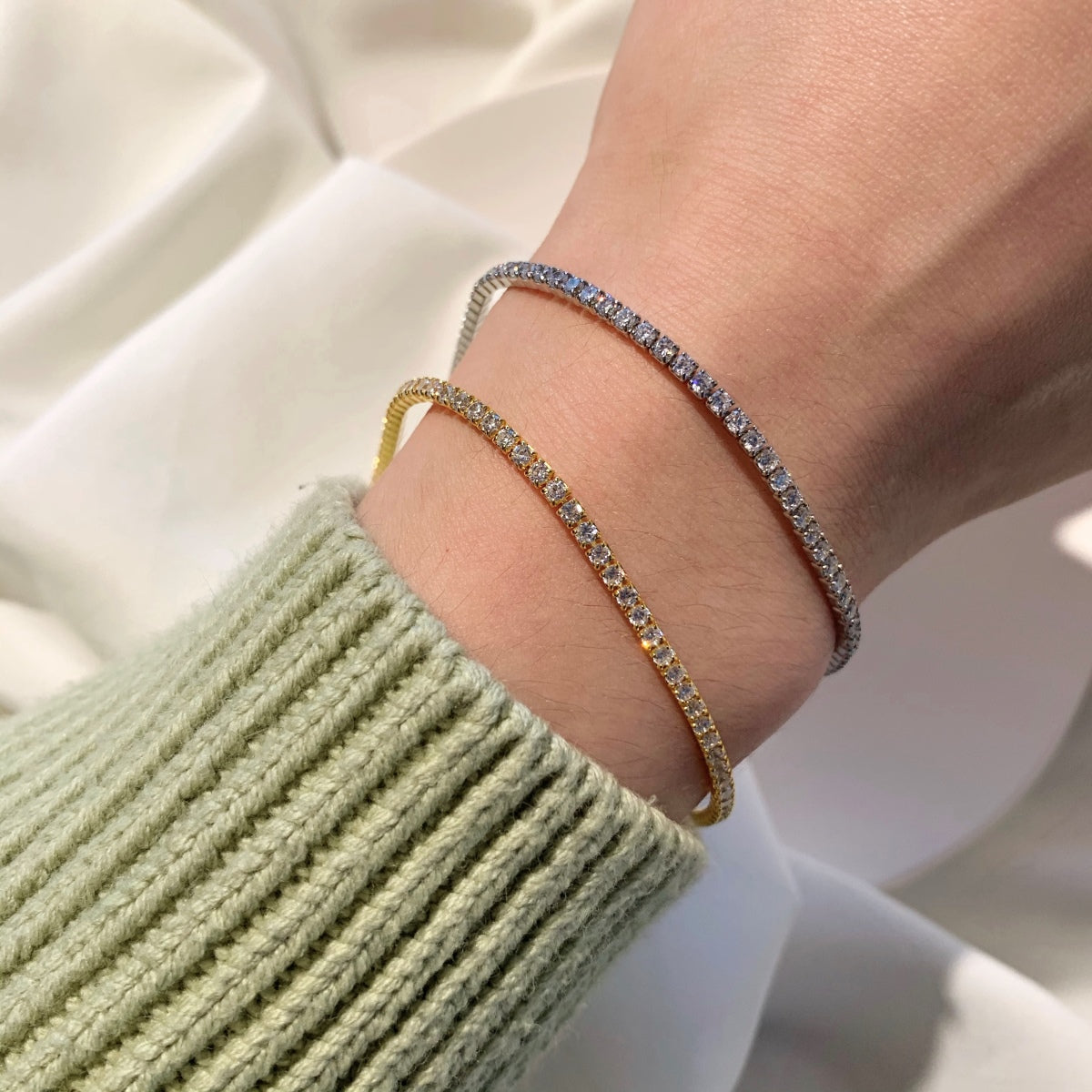 [RAFFINE]Radiant Shinning Princess Cut Tennis Bracelet