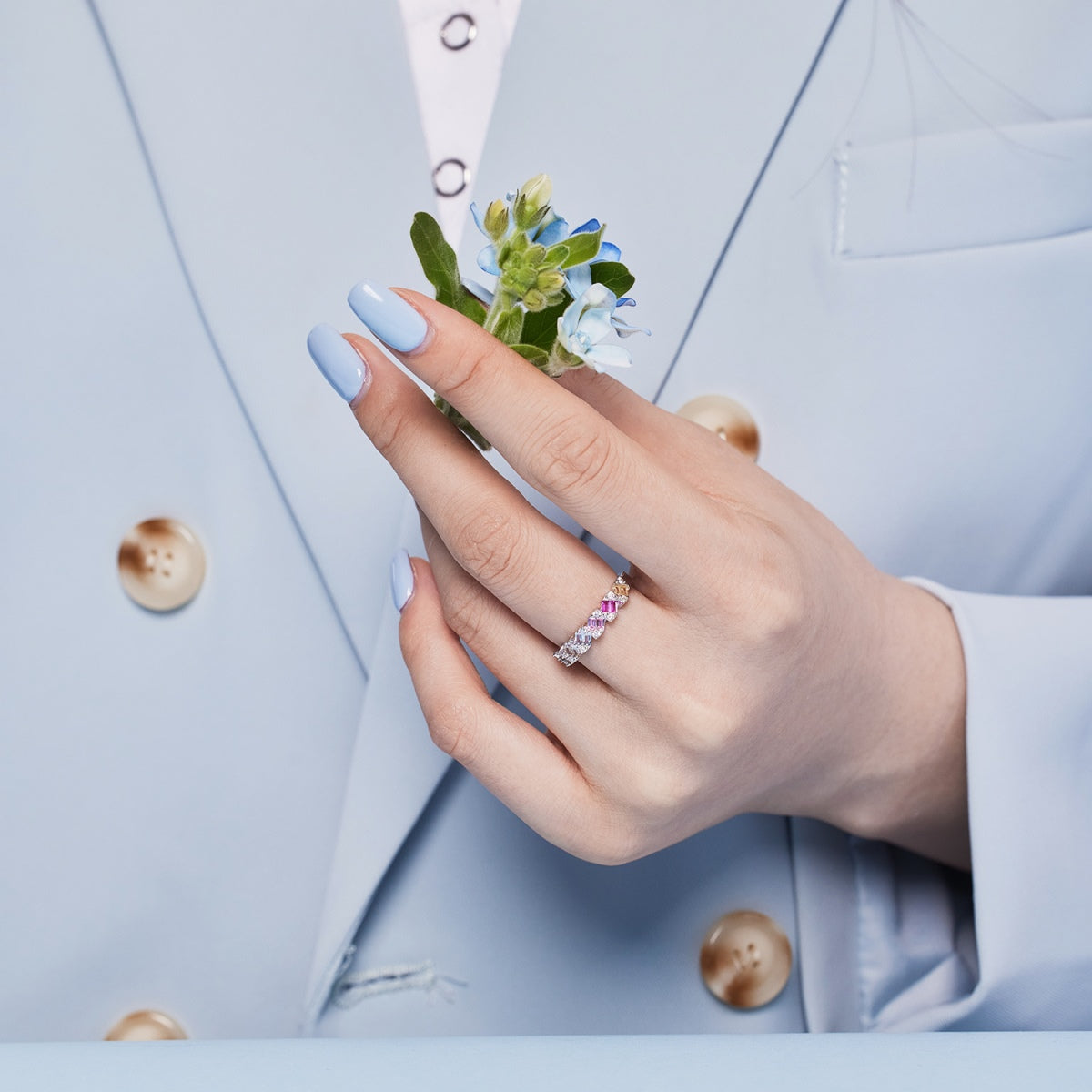 [RAFFINE]Delicate Vibrant Emerald Cut Daily Ring