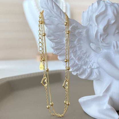 [RAFFINE]Pulsera delicada de doble capa con corazón de amor