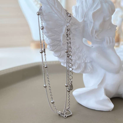 [RAFFINE]Pulsera delicada de doble capa con corazón de amor