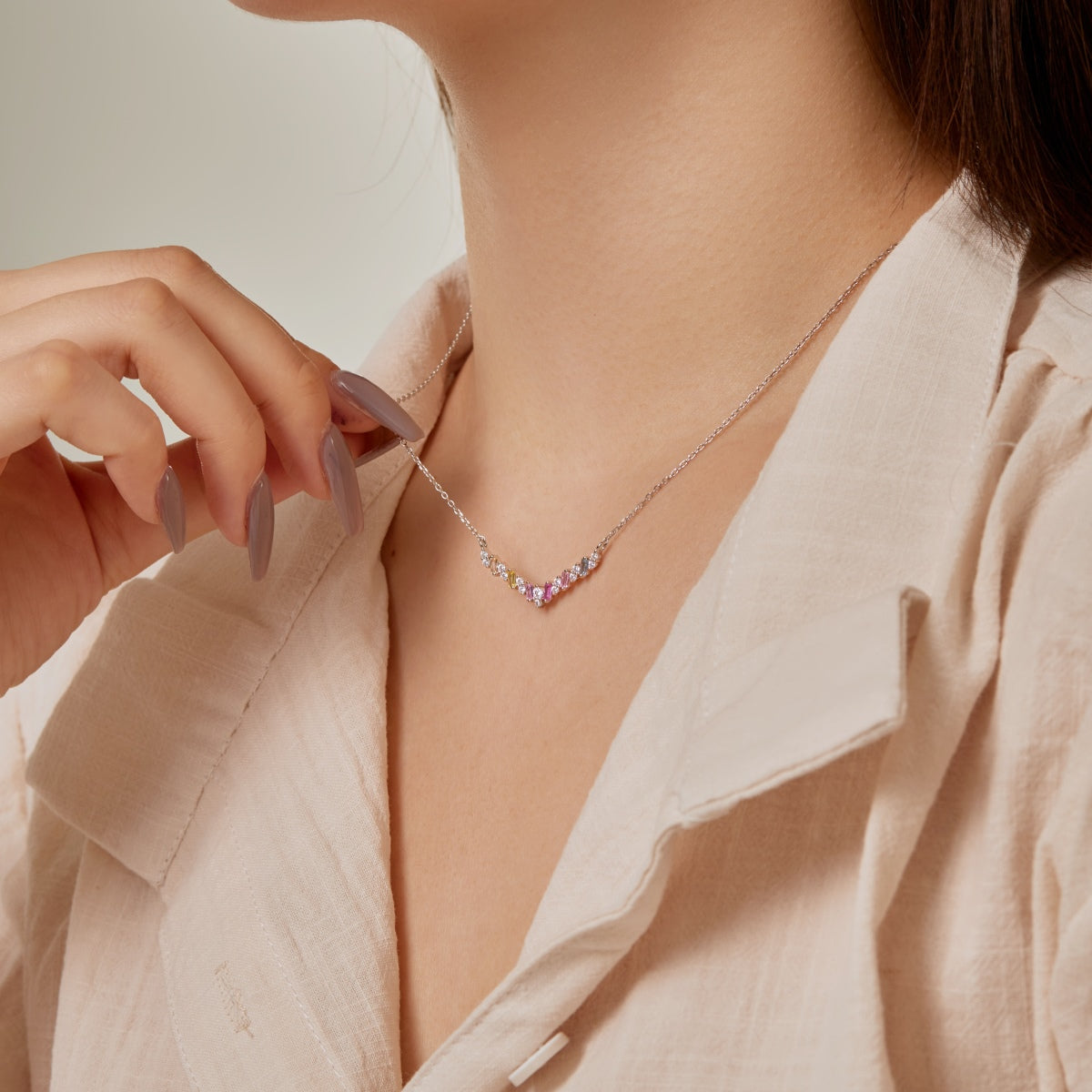 [RAFFINE]Dazzling Rainbow Necklace