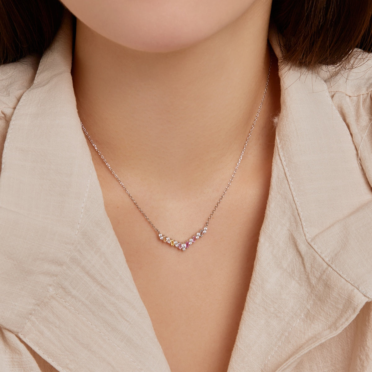 [RAFFINE]Dazzling Rainbow Necklace