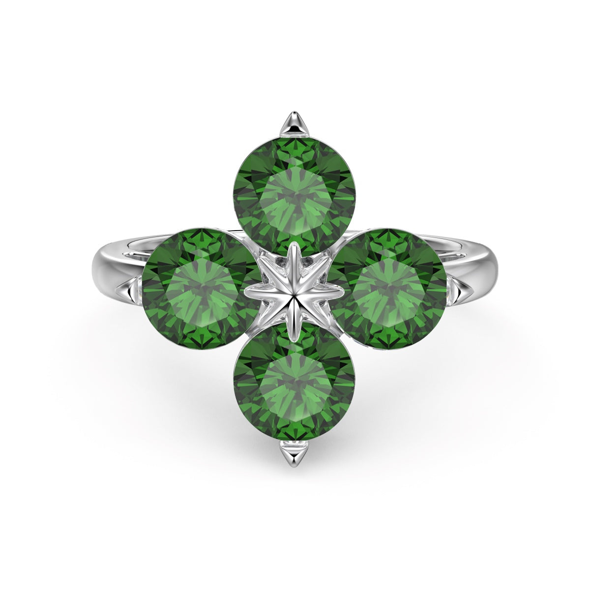 [RAFFINE]Four-Leaf Clover Eight-Pointed Star Ring