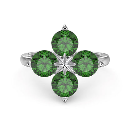 [RAFFINE]Four-Leaf Clover Eight-Pointed Star Ring