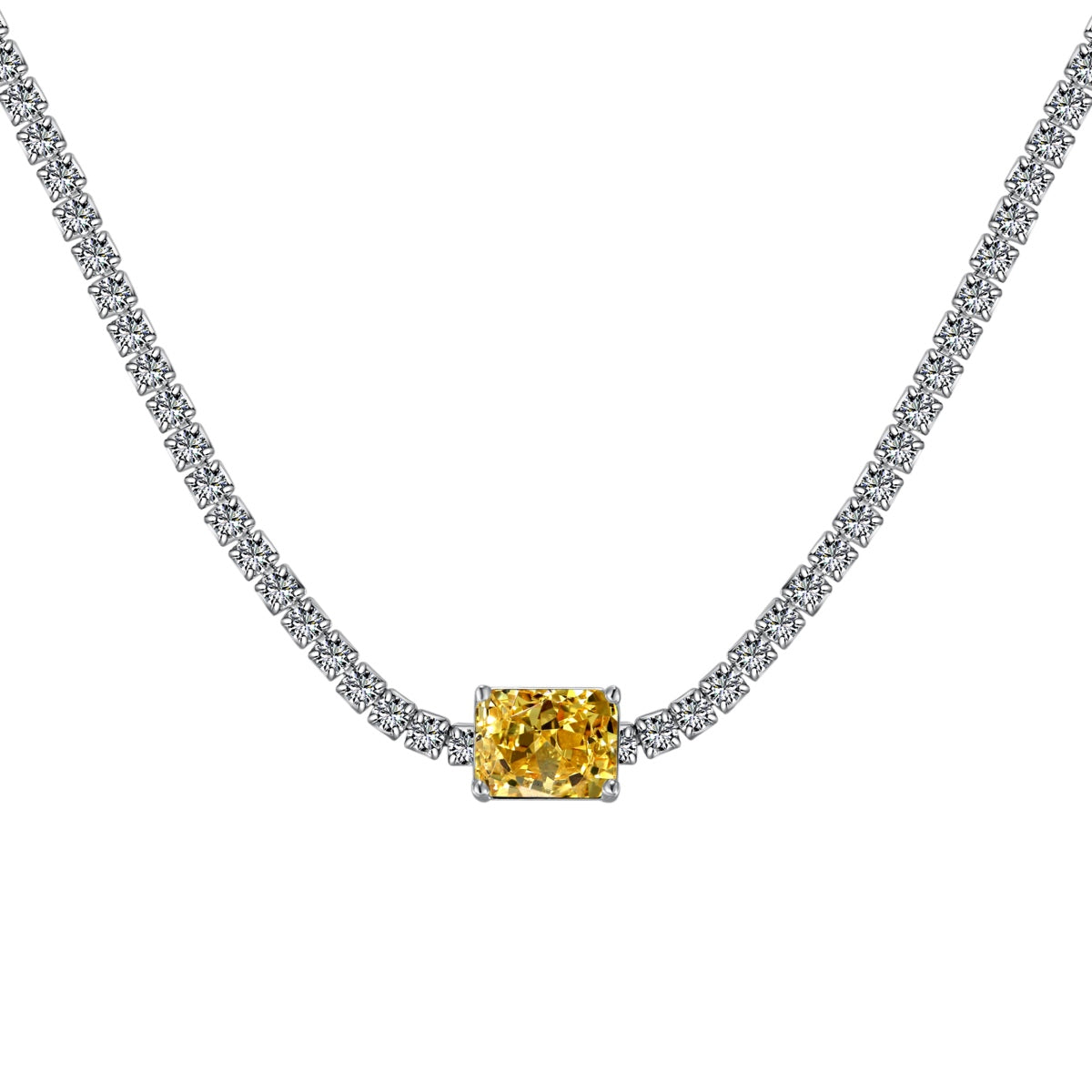 [RAFFINE]2.0 carat Ornate Emerald Cut Necklace