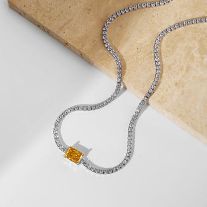 [RAFFINE]2.0 carat Ornate Emerald Cut Necklace