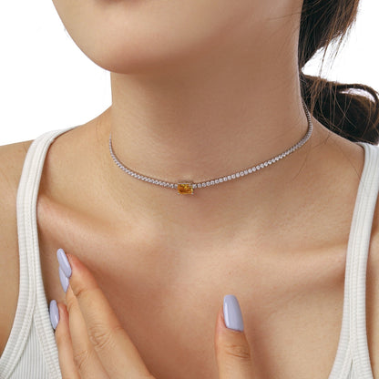 [RAFFINE]2.0 carat Ornate Emerald Cut Necklace