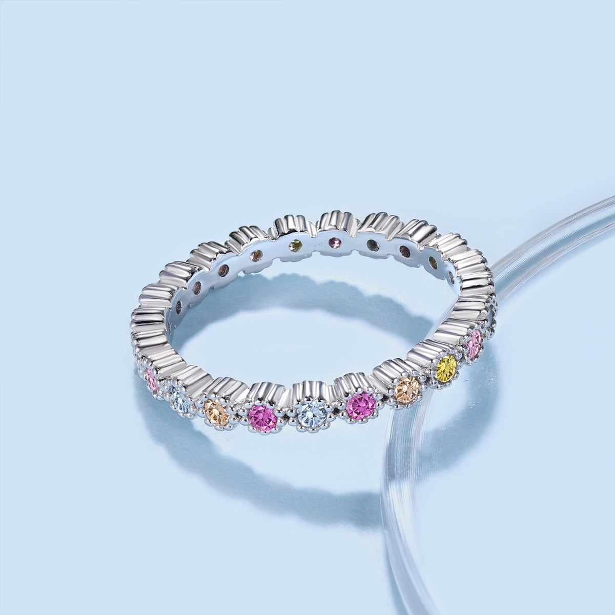 [RAFFINE]Unique Scintillating Round Cut Daily Ring