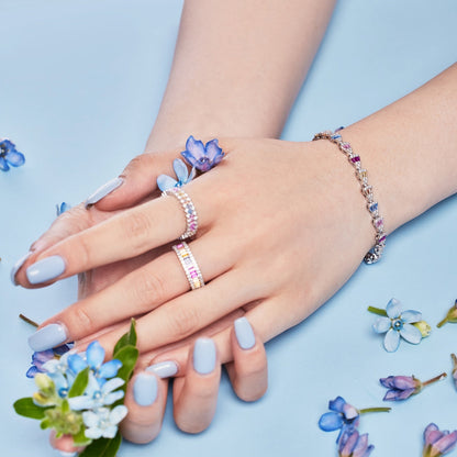 [RAFFINE]Dainty Kaleidoscopic Emerald Cut Daily Ring