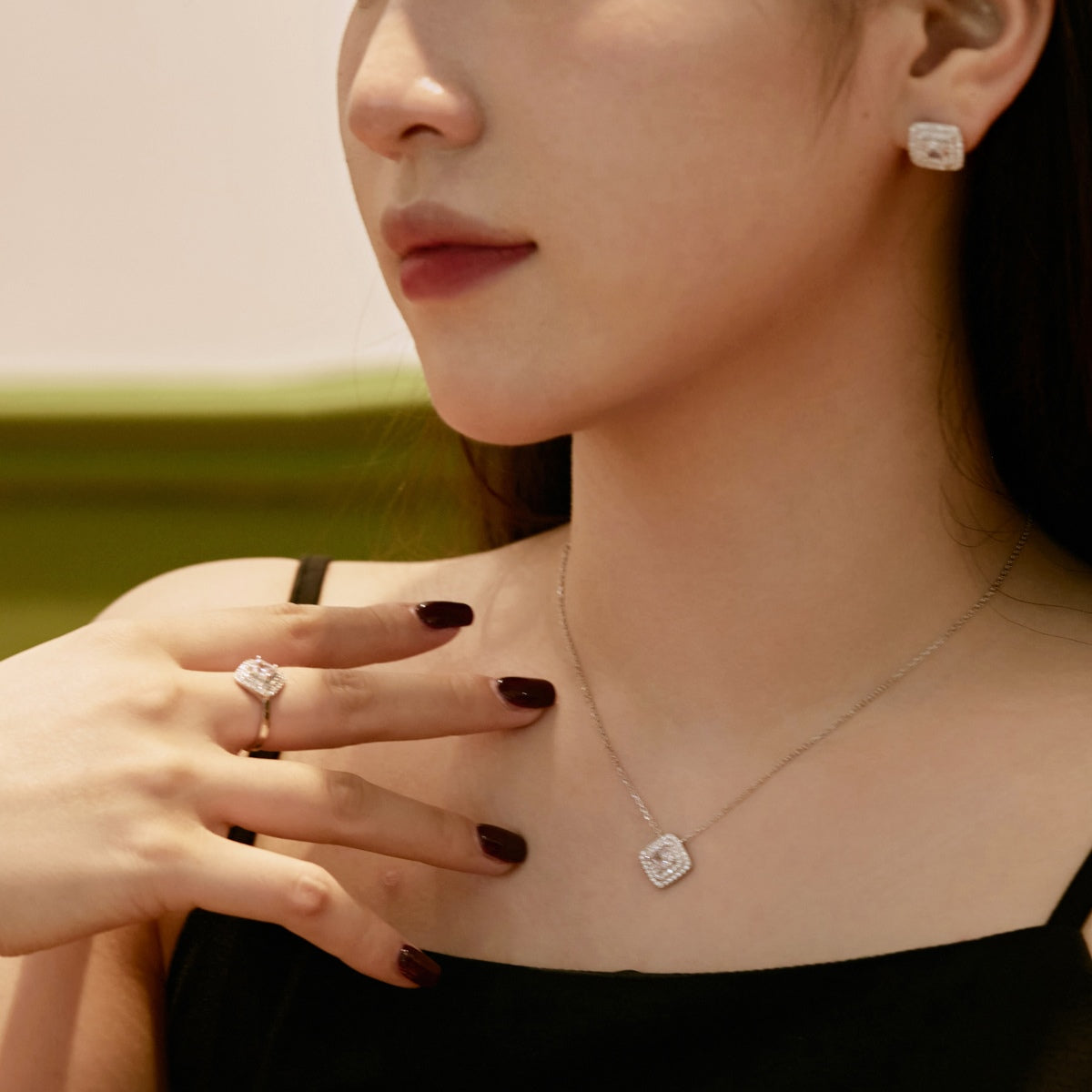 [RAFFINE]Collar brillante de corte Asscher