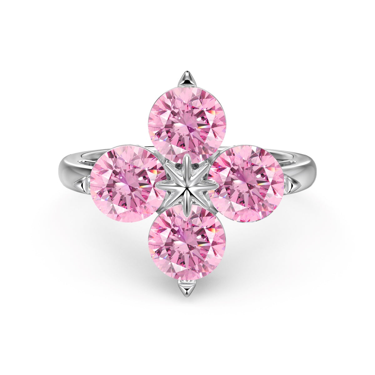 [RAFFINE]Four-Leaf Clover Eight-Pointed Star Ring
