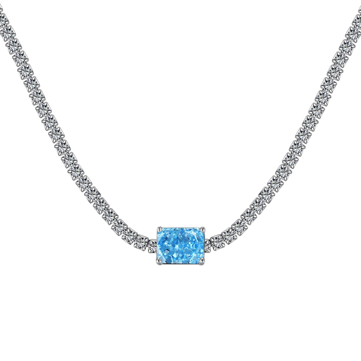 [RAFFINE]2.0 carat Ornate Emerald Cut Necklace