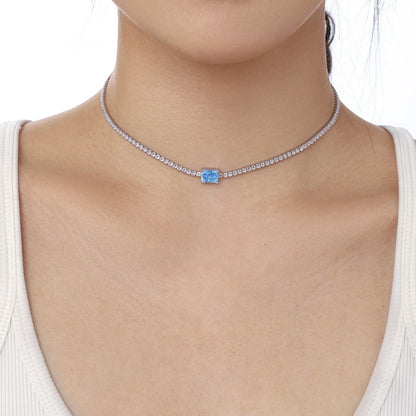 [RAFFINE]2.0 carat Ornate Emerald Cut Necklace