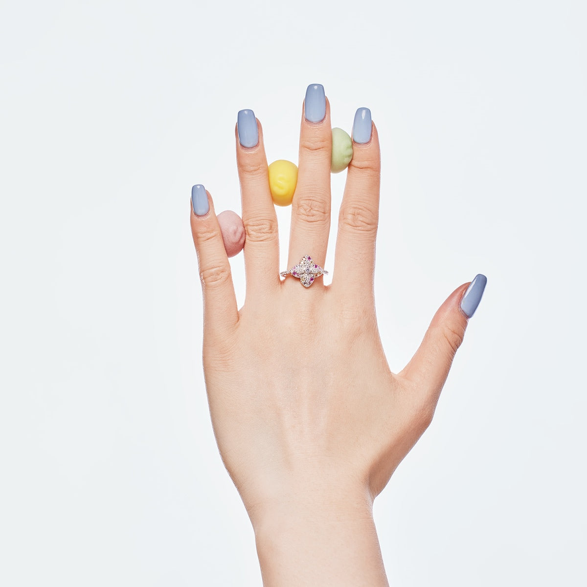 [RAFFINE]Luxurious Colorful Flower Shape Banquet Ring