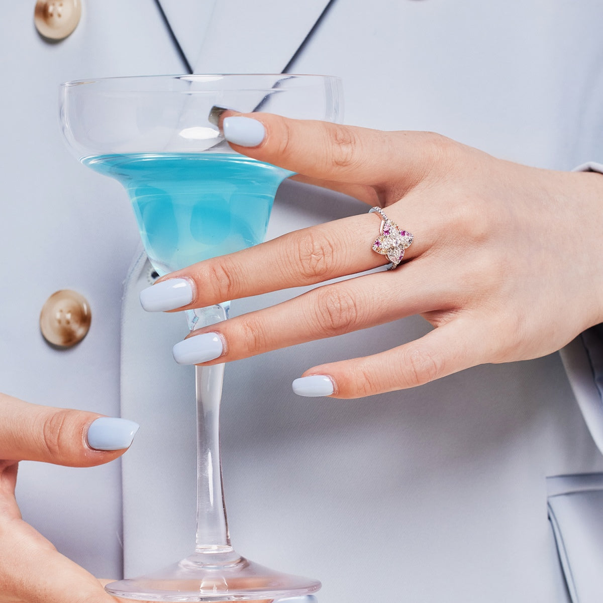 [RAFFINE]Luxurious Colorful Flower Shape Banquet Ring