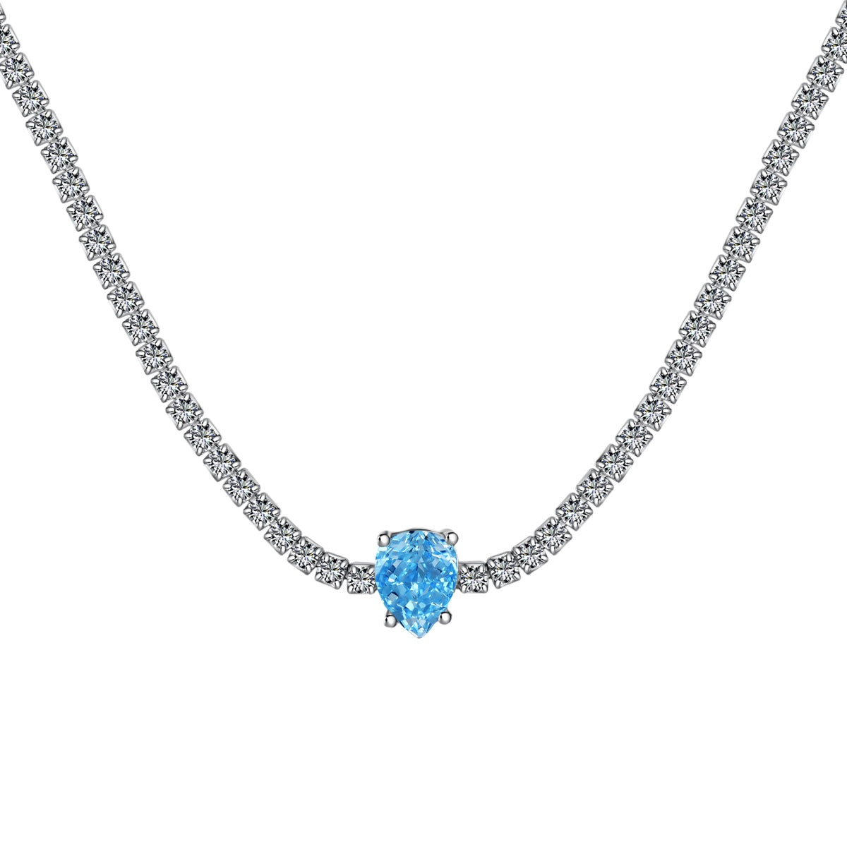 [RAFFINE]1.0 carat Unique Pear Cut Tennis Necklace