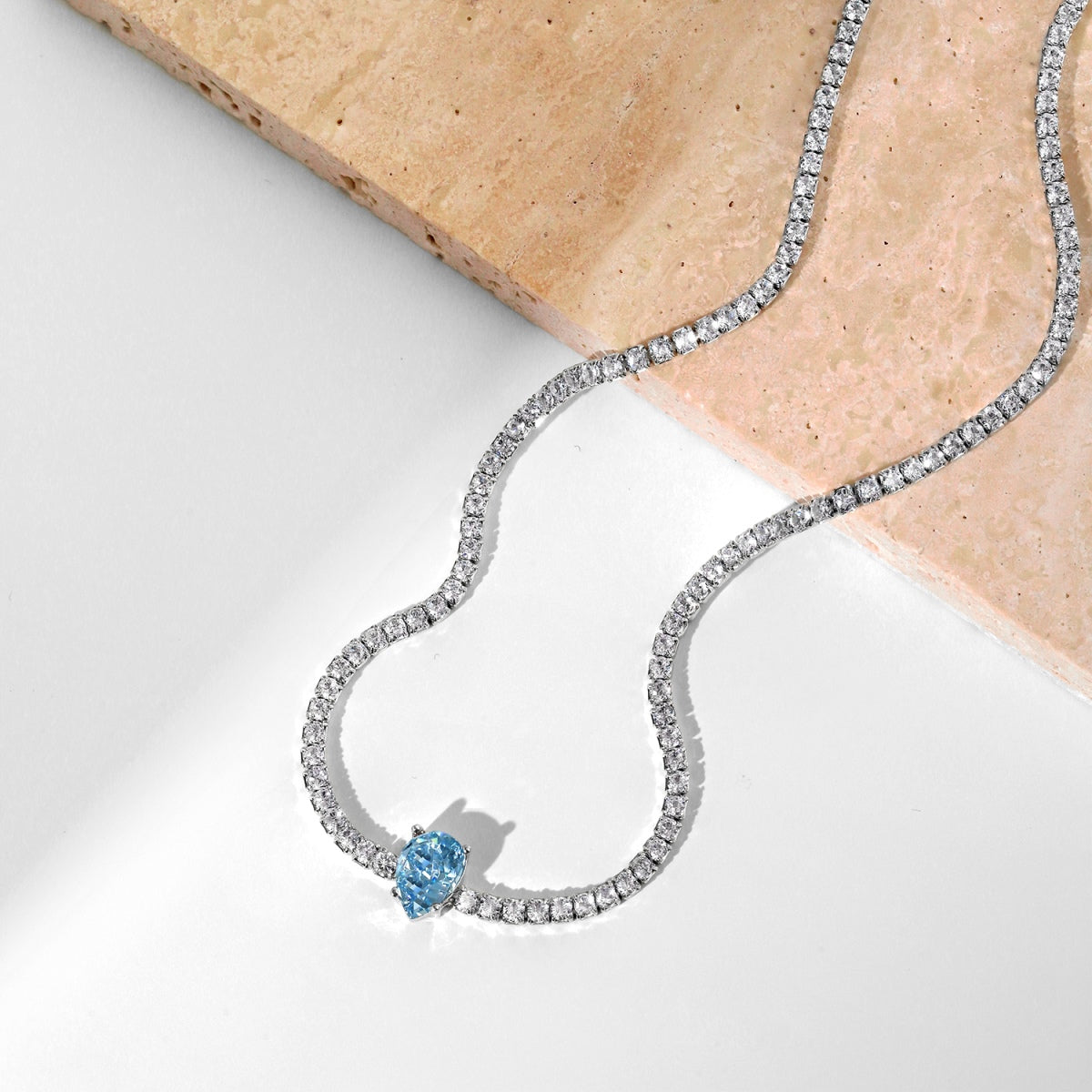 [RAFFINE]1.0 carat Unique Pear Cut Tennis Necklace