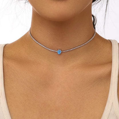 [RAFFINE]1.0 carat Unique Pear Cut Tennis Necklace
