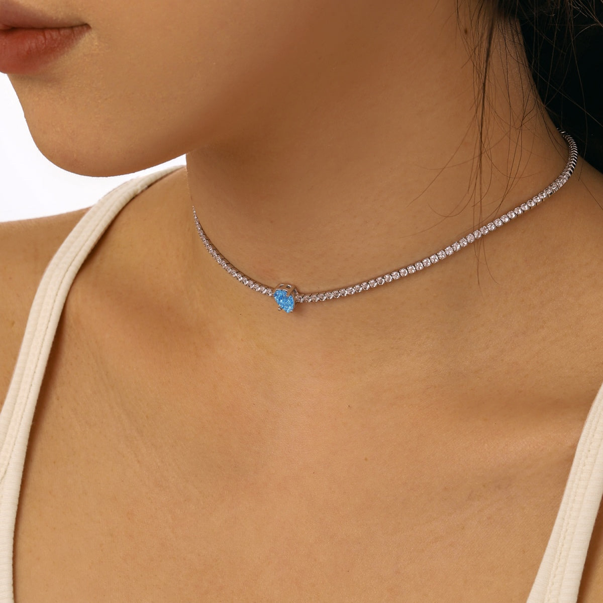 [RAFFINE]1.0 carat Unique Pear Cut Tennis Necklace