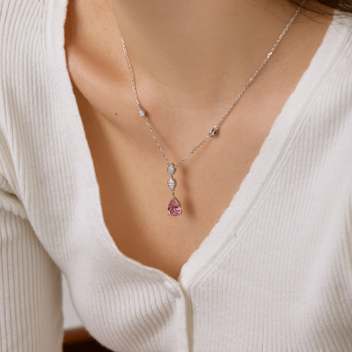 [RAFFINE]Collar deslumbrante con corte de pera