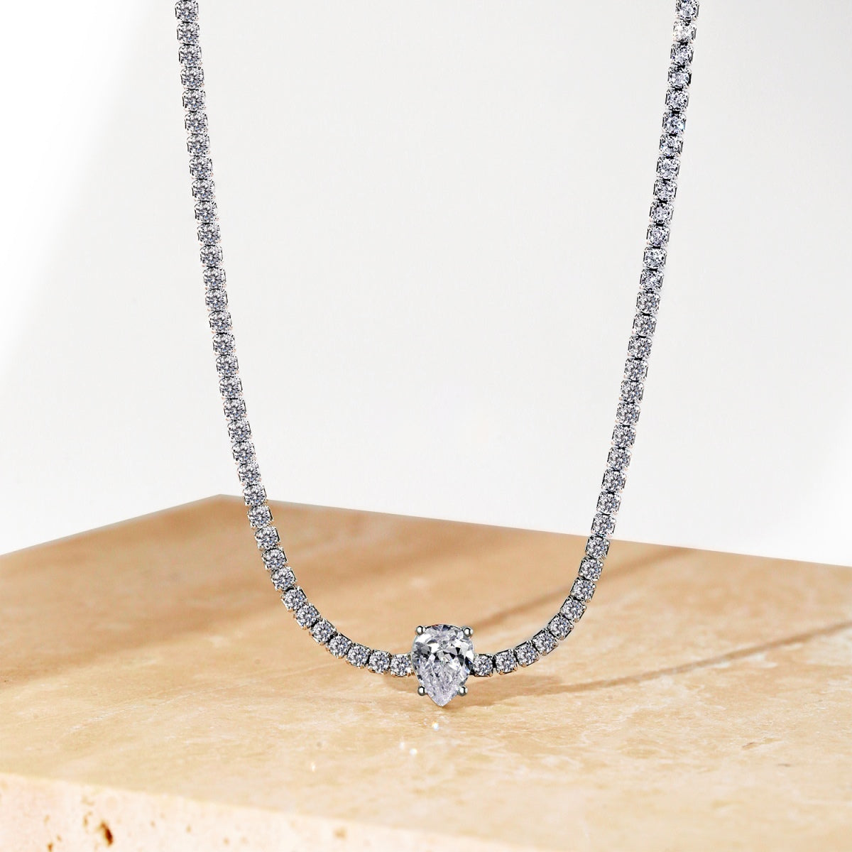 [RAFFINE]1.0 carat Unique Pear Cut Tennis Necklace