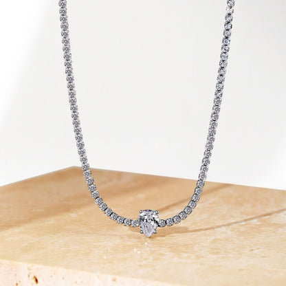 [RAFFINE]1.0 carat Unique Pear Cut Tennis Necklace