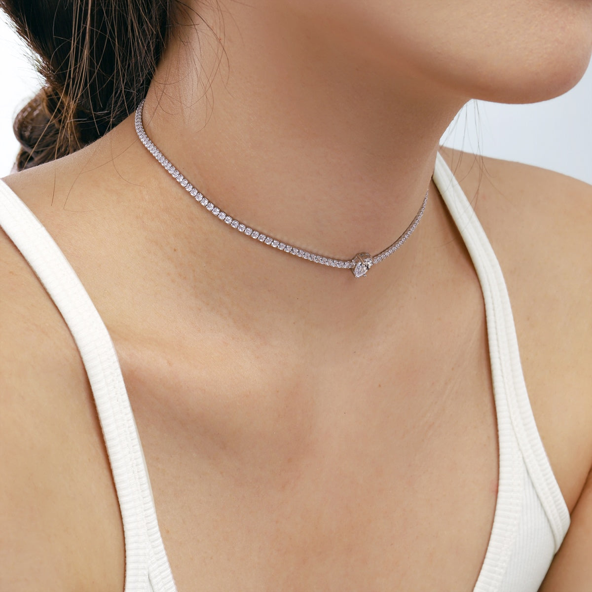 [RAFFINE]1.0 carat Unique Pear Cut Tennis Necklace
