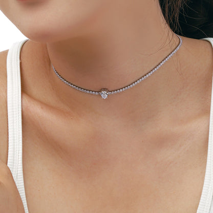 [RAFFINE]1.0 carat Unique Pear Cut Tennis Necklace