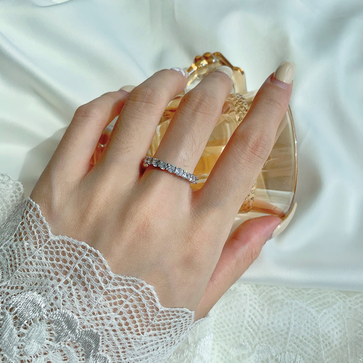 [RAFFINE]Sparkling Round Cut Tennis Ring