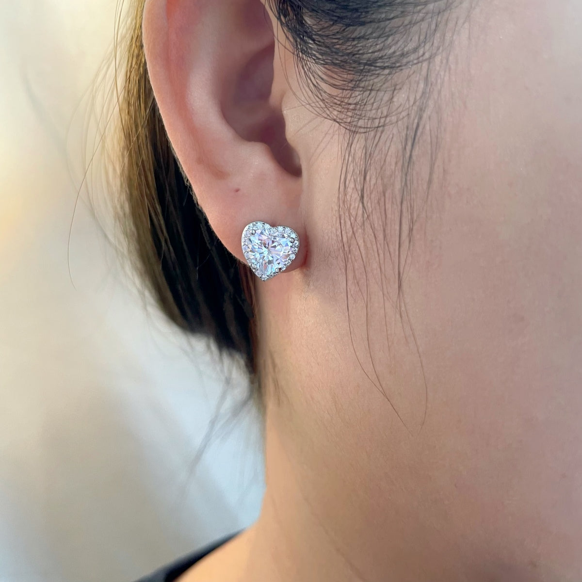 [RAFFINE]Pendientes de corazón brillante para enamorados