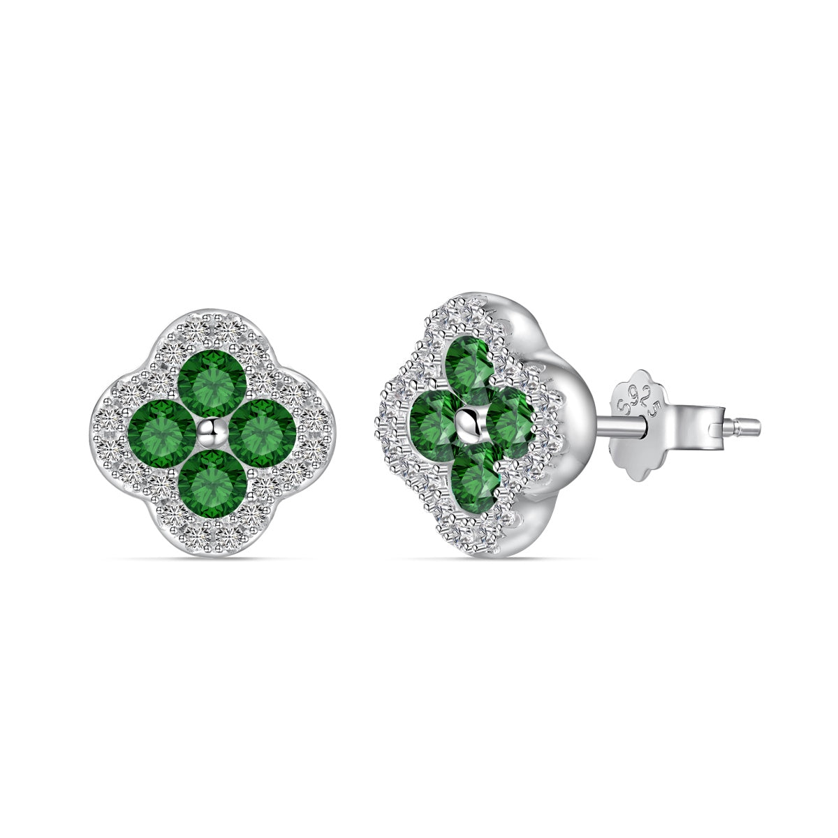 [RAFFINE]Pendientes con forma de flor de trébol de cuatro hojas